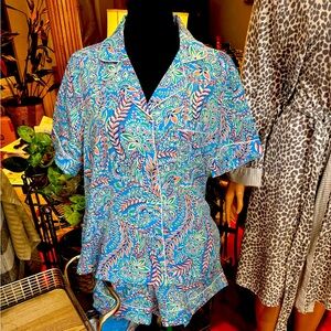 Tommy Bahama Blue and Green Button Down Shirt